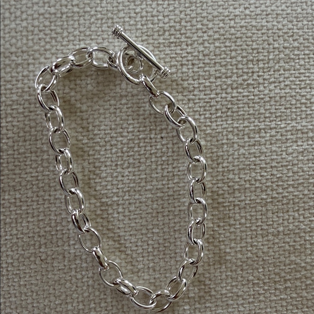 Polished Silver Toggle Link Bracelet
